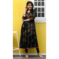 Riya Black Block Printed Anarkali